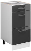 K&uuml;chenunterschrank R-line, Anthrazit Hochglanz, 40 Cm Mit Schubladen, Ohne