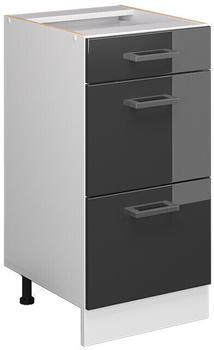 VICCO Schubladenunterschrank R-Line 40 cm Wei&szlig;/Anthrazit Hochglanz modern 3 Schubladen