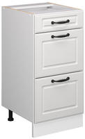 K&uuml;chenunterschrank R-line, Wei&szlig; Landhaus, 40 Cm Mit Schubladen, Ohne Arbeitsplatte