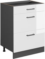 Vicco Unterschrank R-Line Wei&szlig; Hochglanz/Anthrazit 60 mit Schubladen ohne
