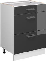 K&uuml;chenunterschrank R-line, Anthrazit Hochglanz, 60 Cm Mit Schubladen, Ohne