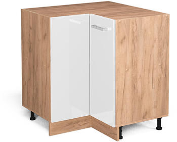 VICCO Eckunterschrank R-Line 75,6 cm Eiche/Wei&szlig; Hochglanz modern