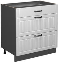 K&uuml;chenunterschrank Fame-line, Wei&szlig; Landhaus, 80 Cm Mit 3 Schubladen, Ohne