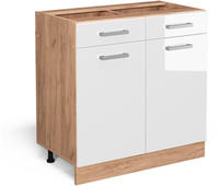 Vicco - K&uuml;chenunterschrank R-line, Wei&szlig; Hochglanz, 80 Cm Ohne Arbeitsplatte