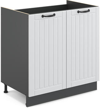 VICCO Sp&uuml;lenunterschrank Fame-Line 80 cm Anthrazit/Wei&szlig; Landhaus