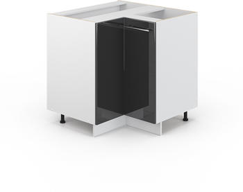 VICCO Eckunterschrank Fame-Line 81 cm Wei&szlig;/Anthrazit Hochglanz modern