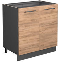 Sp&uuml;lenunterschrank Fame-line, Goldkraft Eiche, 80 Cm Mit Regal, Ohne Arbeitsplatte