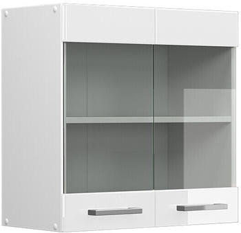 VICCO Glash&auml;ngeschrank R-Line 60 cm Wei&szlig;/Wei&szlig; Hochglanz modern