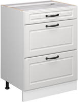 K&uuml;chenunterschrank R-line, Wei&szlig; Landhaus, 60 Cm Mit Schubladen, Ohne Arbeitsplatte