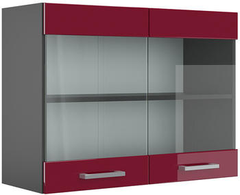 VICCO Glashängeschrank R-Line 80 cm Anthrazit/Bordeaux-Rot Hochglanz modern