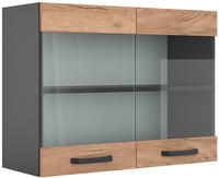 Vicco - K&uuml;chenglasschrank R-line, Goldkraft Eiche, 80 Cm