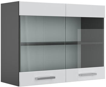 VICCO Glashängeschrank R-Line 80 cm Anthrazit/Weiß Hochglanz modern