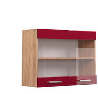 Vicco - K&uuml;chenglasschrank R-line, Bordeaux Hochglanz, 80 Cm