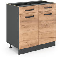 Vicco - K&uuml;chenunterschrank R-line, Goldkraft Eiche, 80 Cm Ohne Arbeitsplatte
