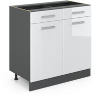 Vicco - K&uuml;chenunterschrank R-line, Wei&szlig; Hochglanz, 80 Cm Ohne Arbeitsplatte