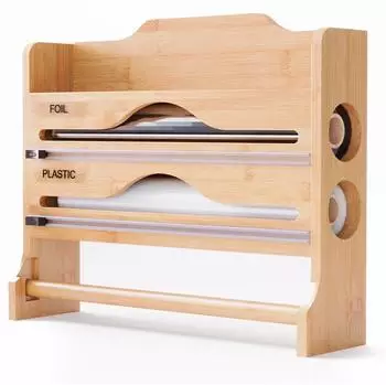 Relaxdays Wandrollenhalter 3 in 1, Bambus, 27x35x9cm (10051752)