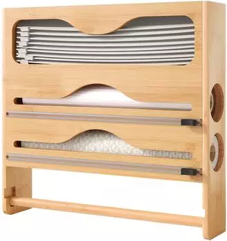 Relaxdays Wandrollenhalter 4 in 1, Bambus, natur (10051751)