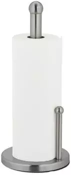 Relaxdays K&uuml;chenrollenhalter stehend, Edelstahl, mit Abrollstopp, 35x15cm (Silber)