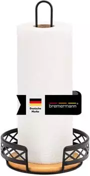 bremermann K&uuml;chenrollenhalter Bambus und schwarzes Metall, freistehend