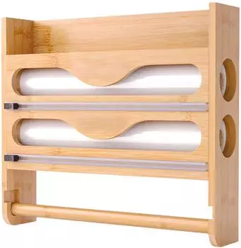 Relaxdays Wandrollenhalter 3-in-1 Bambus