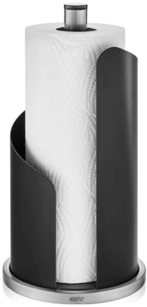 GEFU CURVE Küchenrollenhalter - schwarz-silber - Ø 15,6 - Höhe 30 cm