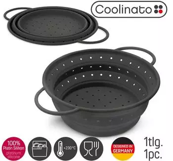 Coolinato Faltbares Sieb Silikon 24cm, BPA-frei, hitzebeständig 230°C (CC24GR)