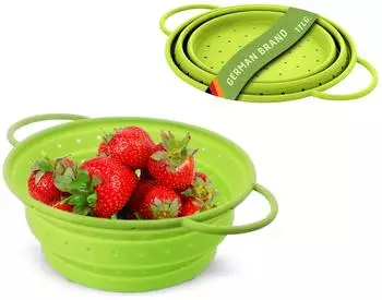 Coolinato Faltbares Sieb Silikon 20cm, BPA-frei, hitzebeständig 230°C, Grün (CC20GN)