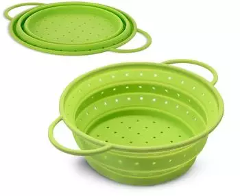 Coolinato Faltbares Sieb Silikon 16cm Grün, BPA-frei, hitzebeständig bis 230°C (CC16GN)
