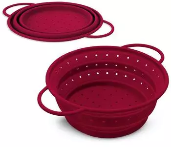 Coolinato Faltbares Küchensieb Silikon, rot, 16cm (CC16ROT)