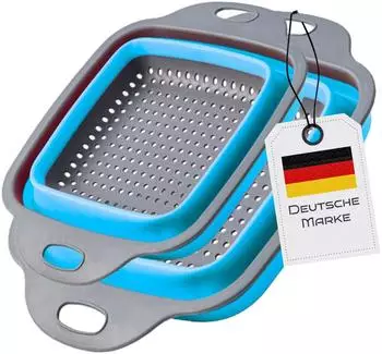 König Design Faltbares Küchensieb eckig, Silikon, 2er-Set