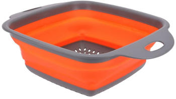 Mumbi Küchensieb faltbar/klappbar, Seiher mit 22cm Durchmesser eckig, orange/grau