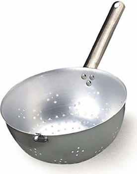 Pentole Agnelli Nudelsieb Kugel aus Aluminium mit Rohrstiel und Haken aus Edelstahl, Silber 20 cm