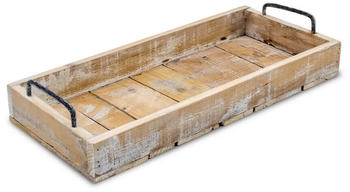 Spetebo Holz Deko Tablett mit Griffen aus Metall 45x 20 cm