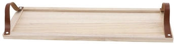 Spetebo Dekotablett Holz Deko Tablett mit Griffen in Leder Optik - 60 x 20 cm