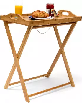 Relaxdays Tabletttisch, Bambus, HxBxT: 63,5 x 55 x 35 cm