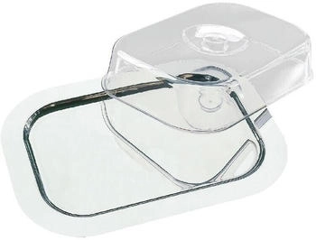 APS Tablett mit Haube &bdquo;Finesse&ldquo; - Edelstahl-Tablett mit transparenter Abdeckhaube, 42 x 31 cm/H&ouml;he 8,5 cm