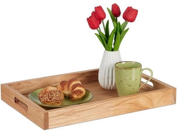 Relaxdays Holztablett Teetablett rechteckig 1,3 kg