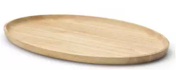 Continenta Tablett oval aus Gummibaumholz (36,5 x 25 x 2 cm)