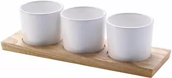 Continenta Tablett aus Gummibaumholz mit 3 Dipschalen