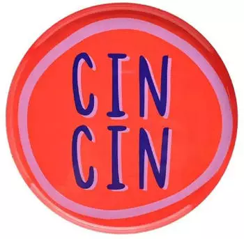 Gift Company Rundes Dekotablett Neon Rot Cin Cin Love Trays neon rot