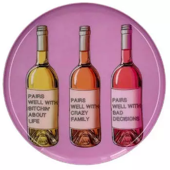 Gift Company Rundes Dekotablett Love Trays rosa Weinflaschen rosa