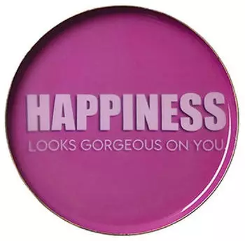 Gift Company Rundes Dekotablett XS Happiness Pink Metall - pink