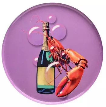 Gift Company Dekotablett Eisen Champagner Hummer Violett - violett