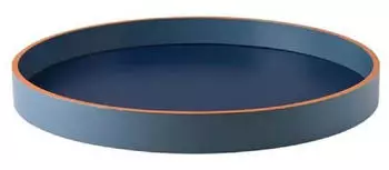Gift Company Rundes Dekotablett Spa 35 cm bunt modern dunkelblau/rauchblau/orange