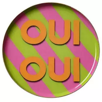 Gift Company Rundes Dekotablett XS Pink/Grün Oui Oui Design pink/grün
