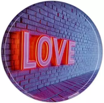 Gift Company Rundes Dekotablett Eisen Love-Tray Rosa Lila - rosa/lila