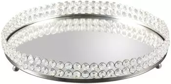 Home Affaire Tablett Aluminium/Glas/Kristall, silber, &Oslash;36cm H5cm (299992-0)