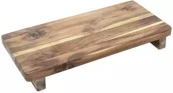 Spetebo Dekotablett Teakholz rechteckig mit F&uuml;&szlig;en 37x17cm (4798)