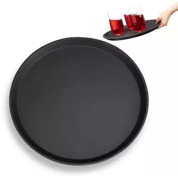 Relaxdays Gastro Tablett rund, Kunststoff, schwarz, 25er-Set