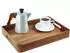 Relaxdays Serviertablett Akazienholz & MDF, 38,5x28,5cm, mit Griffen, hoher Rand (10051587)